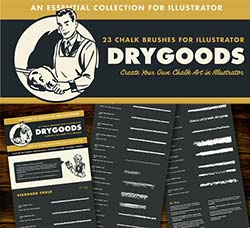 极品AI画笔－粉笔风格(23支)：DryGoods Chalk Brushes for AI